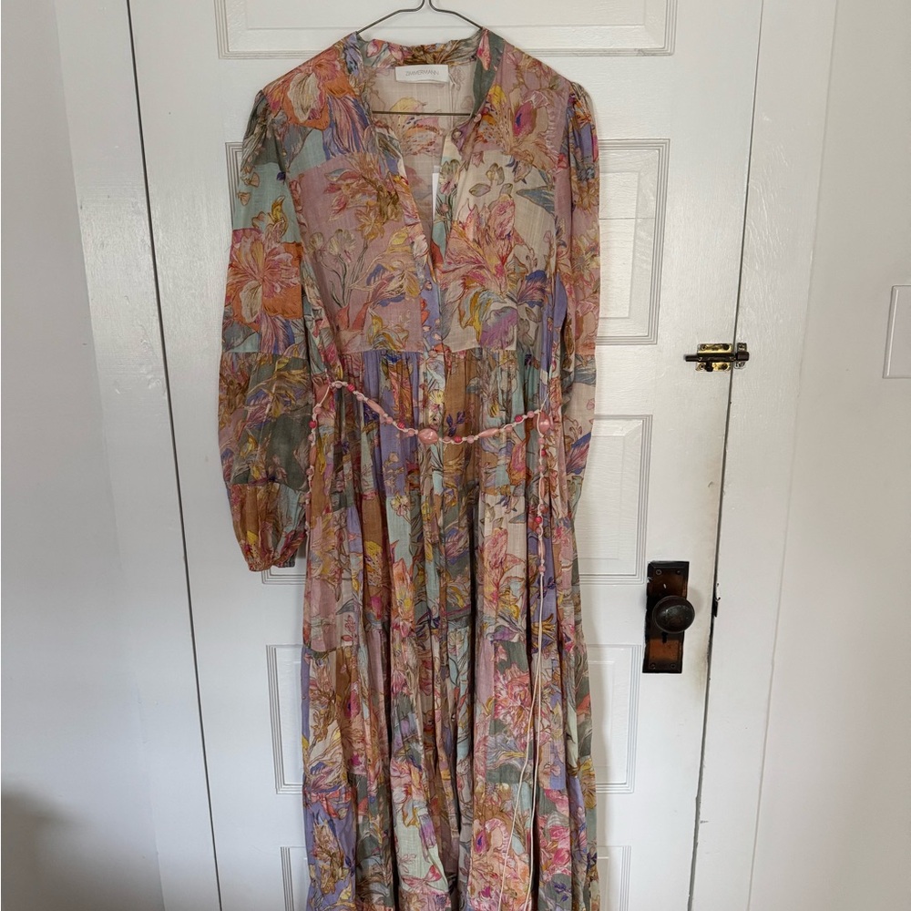 Zimmermann Pastel Floral Long Sleeve Dress